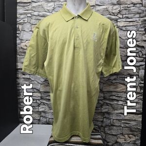 Robert Trent Jones green 3 button polo L shirt golf lightweight sporty collared